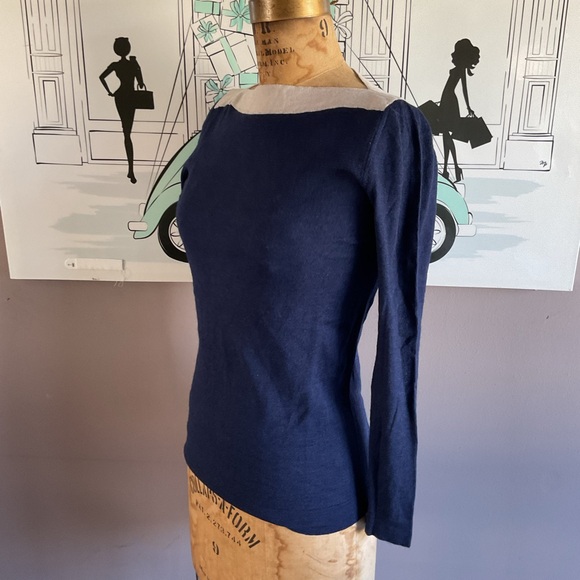 Prada Wool Blend Navy Boat Neckline Knit Sweater , size Small - Picture 6 of 14